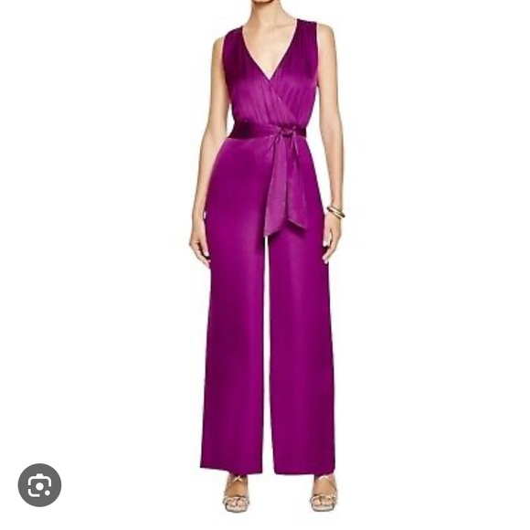 Ralph Lauren Pants - Ralph Lauren NWT Wide Leg Sleeveless Satin Jewel Jumpsuit Purple 18W